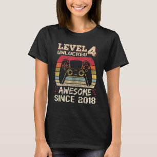 4 jaar oude gamer Boy Birthday 4 level unlocked 2 T-shirt