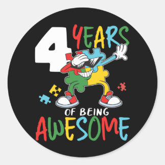4 jaar oude geboorte jongen of meisjesautisme ronde sticker