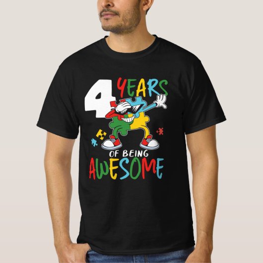 4 jaar oude geboorte jongen of meisjesautisme t-shirt (Voorkant)
