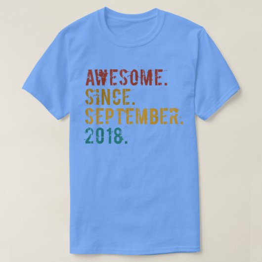 4 jaar oude geschenken Geweldige sinds september 2 T-shirt (Design voorkant)