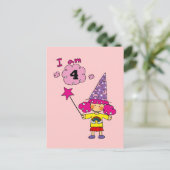 4 jaar oude goochelaar meisje briefkaart (Staand voorkant)