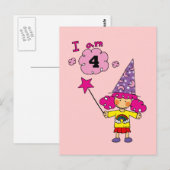 4 jaar oude goochelaar meisje briefkaart (Voorkant / Achterkant)