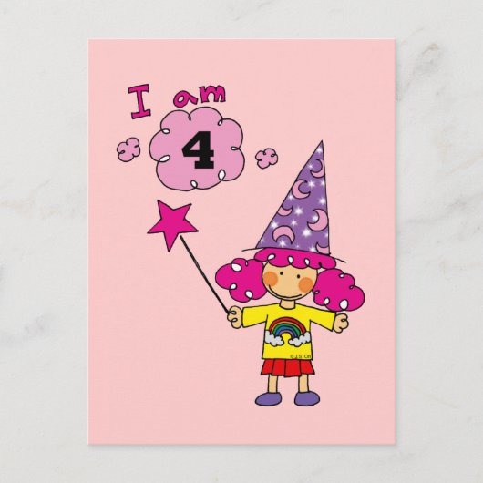 4 jaar oude goochelaar meisje briefkaart (Voorkant)