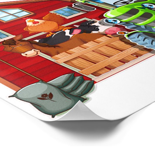 4 jaar oude groene Boerderij Tractor Birthday Part Poster (Hoek)