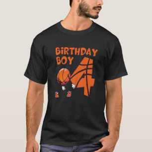 4 jaar oude jongen Basketball Player 4e verjaardag T-shirt