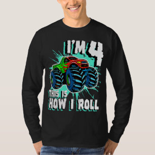 4 jaar oude Jongen Monster Truck Birthday Party 4t T-shirt