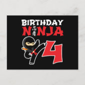 4 Jaar Oude Karate Ninja Feestje Kinderen 4e Verja Briefkaart (Voorkant)