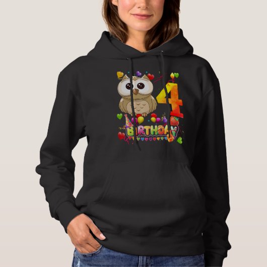4 jaar oude Kinderen op de vierde dag van de vogel Hoodie (Voorkant)