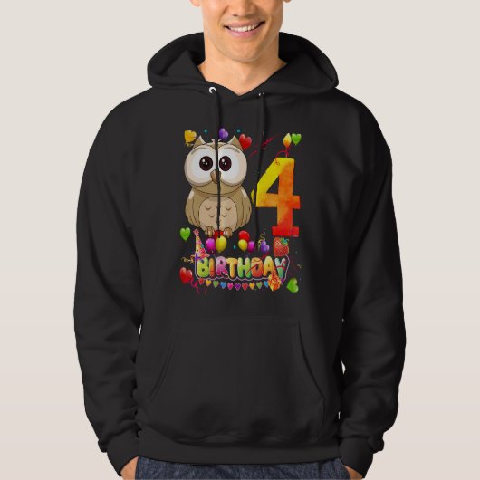 4 jaar oude Kinderen op de vierde dag van de vogel Hoodie (Voorkant)