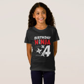 4 Jaar Oude Ninja Feeststerren Kinderen 4e Verjaar T-shirt (Voorkant volledig)