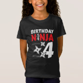 4 Jaar Oude Ninja Feeststerren Kinderen 4e Verjaar T-shirt (Voorkant)