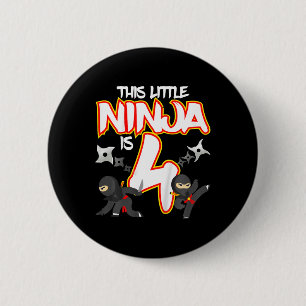 4 Jaar Oude Ninja Verjaardag Party Martial Arts Ka Ronde Button 5,7 Cm