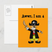 4 jaar oude piraat jongen briefkaart (Voorkant / Achterkant)