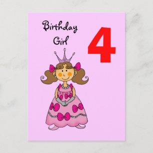 4 jaar oude prinses (bruin haar) briefkaart