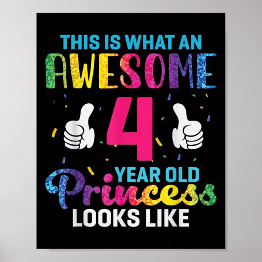 4 jaar oude prinses verjaardag citaat 4e B-dag Kin Poster (Voorkant)