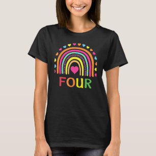 4 jaar oude regenboog 4e verjaardag gift voor meis t-shirt