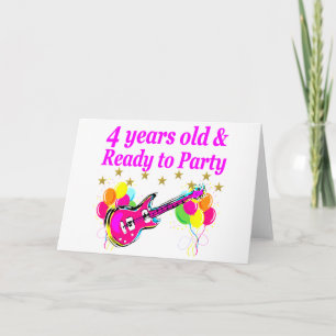 4 JAAR OUDE ROCK STAR VERJAARDAGSFEEST KAART
