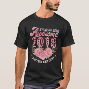 4 jaar oude roze Vintage 2018 Bday Gift 4th Birthd T-shirt