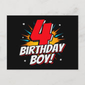 4 Jaar Oude Superheld Verjaardag Jongen 4e Verjaar Briefkaart (Voorkant)