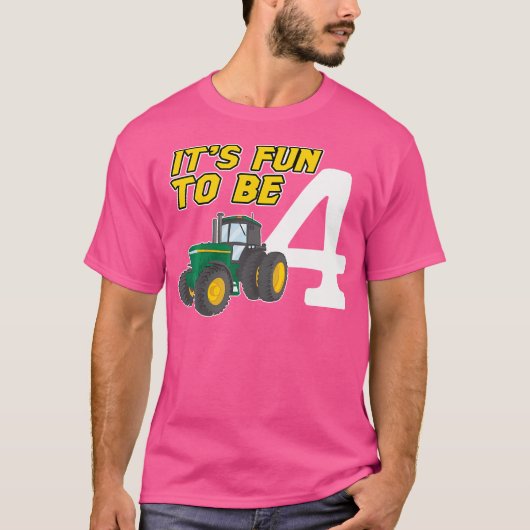 4 Jaar Oude Tractor 4e Verjaardag T-shirt (Voorkant)