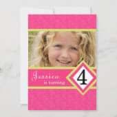 4 jaar oude uitnodiging van de Birthday Party Zebr (Voorkant)