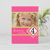 4 jaar oude uitnodiging van de Birthday Party Zebr (Staand voorkant)