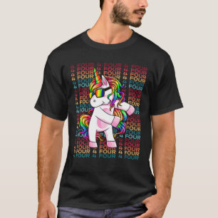 4 jaar oude Unicorn Flossing 4Th Birthday Unicorn T-shirt