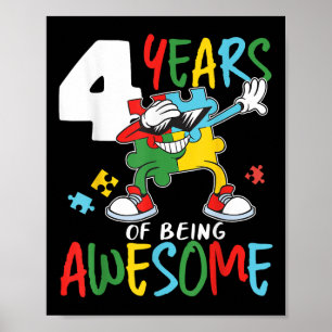 4 Jaar Oude Verjaardag Autistische Jongens Meisje Poster