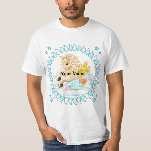 4 jaar oude Verjaardag Eenhoorn verjaardag gewoont T-shirt (Voorkant)