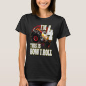 4 jaar oude verjaardag houdt van monster Truck T-shirt (Voorkant)