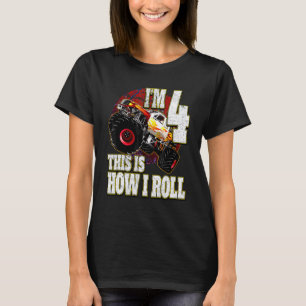 4 jaar oude verjaardag houdt van monster Truck T-shirt