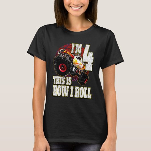 4 jaar oude verjaardag houdt van monster Truck T-shirt (Voorkant)