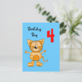 4 jaar oude verjaardag jongen briefkaart (Staand voorkant)