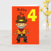 4 jaar oude verjaardag jongen kaart (Gele Bloem)