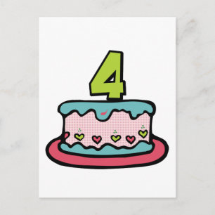 4 jaar oude verjaardagsCake Briefkaart