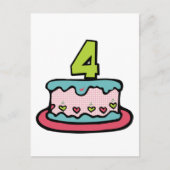 4 jaar oude verjaardagsCake Briefkaart (Voorkant)