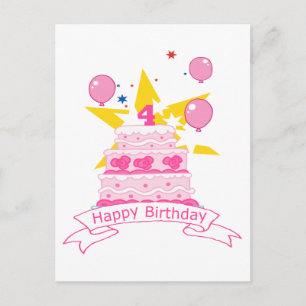 4 jaar oude verjaardagsCake Briefkaart