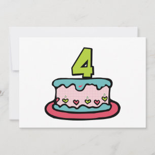4 jaar oude verjaardagsCake Kaart