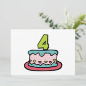 4 jaar oude verjaardagsCake Kaart (Staand voorkant)
