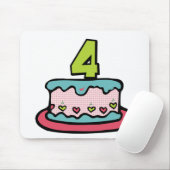 4 jaar oude verjaardagsCake Muismat (Met muis)