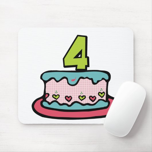 4 jaar oude verjaardagsCake Muismat (Met muis)