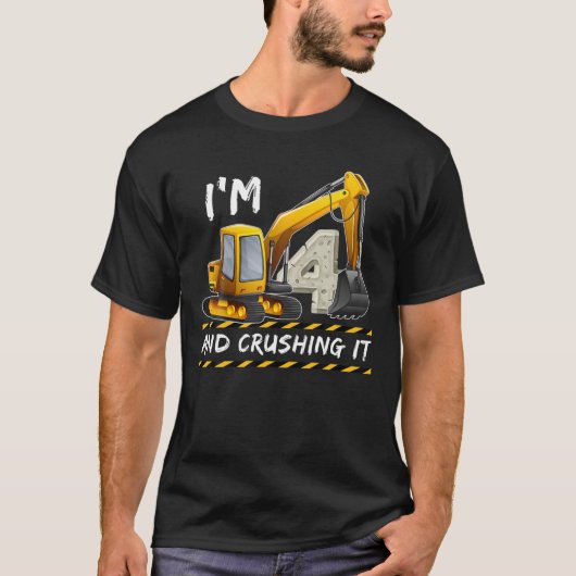 4 jaar oude voertuigen bouwgraafmachine 4e bus t-shirt (Voorkant)