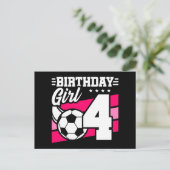 4 Jaar Oude Voetbalfeest 4e Verjaardag Meisje Briefkaart (Staand voorkant)