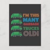 4 Jaar Oude Vuilnisman Vuilniswagen 4e Verjaardag Briefkaart (Voorkant)