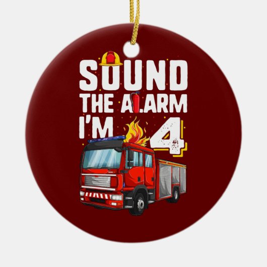 4 jaar oude vuurvrachtwagen op zaterdag Toddler Keramisch Ornament (Voorkant)