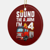 4 jaar oude vuurvrachtwagen op zaterdag Toddler Keramisch Ornament (Links)