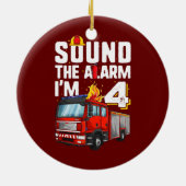 4 jaar oude vuurvrachtwagen op zaterdag Toddler Keramisch Ornament (Achterkant)