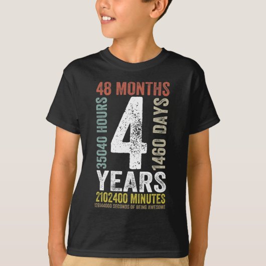 4 jaar  Retro vierde geboortedag T-shirt (Voorkant)