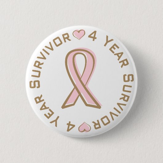 4 jaar roze Borstkanker Overleving Ronde Button 5,7 Cm (Voorkant)
