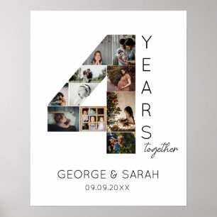 4 jaar samen Fotocollage bruiloft Jubileum Poster